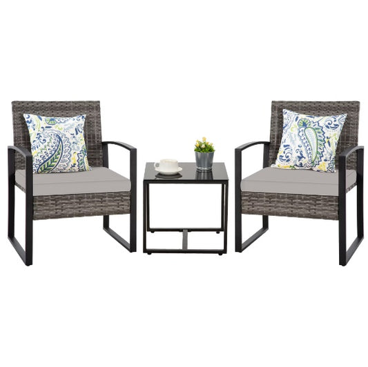 3 Piece Outdoor PE Rattan Chair Set, Outdoor Furniture Set