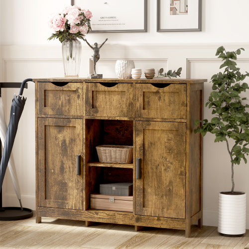 TV Stand, Storage Cabinet,Wooden Floor Cabinet with Drawers And Shelves, Accent Cabinet For Living Room,Bedroom,Bathroom Furniture Home Decor, Rustic Wood