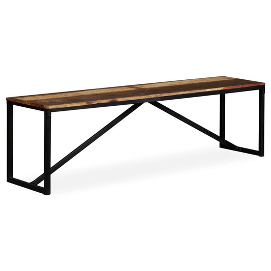 Outdoor Solid Acacia Bench, Solid Reclaimed Wood Bench 62x13x17 in